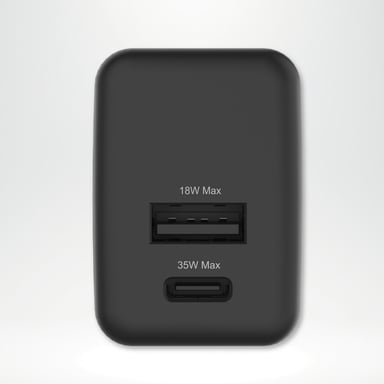 imoshion Adapteur secteur - Chargeur - USB-C + USB-A - Power Delivery et Quick Charge - 35W - Noir