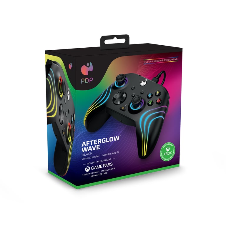 PDP Afterglow Wave Noir USB Manette de jeu PC, Xbox One, Xbox Series S,  Xbox Series X - Pdp