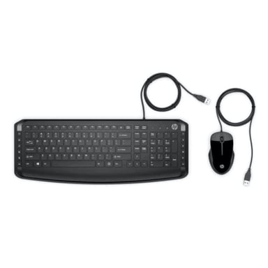 Teclado y ratón con cable HP Pavilion 200 Negro teclado compacto 12 accesos directos 3 LED ratón brillante 16000 Dpi Comodidad fiable 9DF28AA