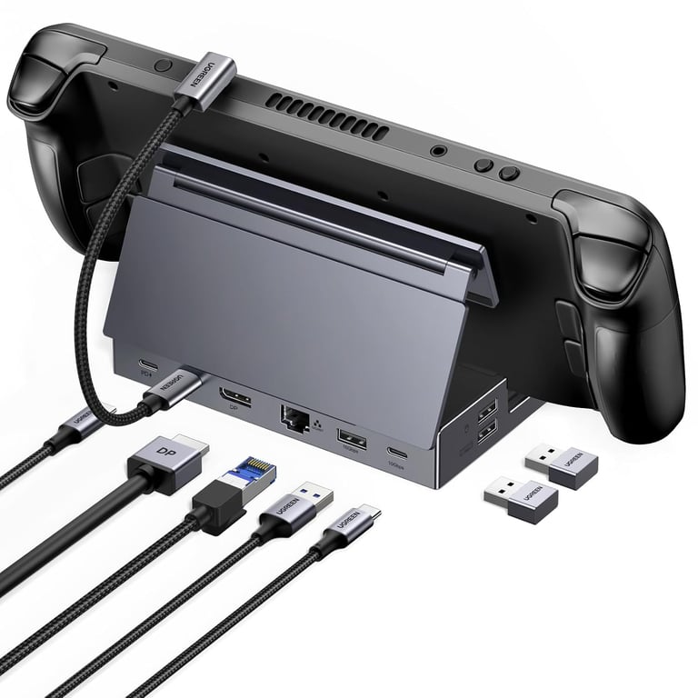 9 en 1 Docking Station USB C DP 4K 120Hz Compatible avec Steam Deck OLED LCD ROG Ally X Legion Go MSI Claw Dock USB C Adaptateur Ethernet Gigabit Data Ports 10Gbps PD Lecteur Carte SD TF Neuf
