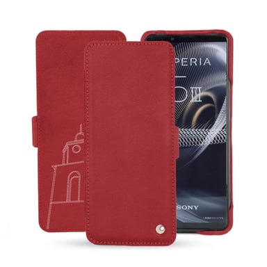 Housse cuir Sony Xperia 5 III - Rabat horizontal - Rouge - Cuir lisse premium