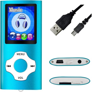 Lecteur MP4 avec micro SD de 4 go bleu clair