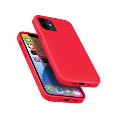 (O) Custodia antiurto in morbido silicone gel per Apple iPhone 12 mini, Ardent Red