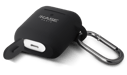 (O) Custodia di ricarica wireless per Apple AirPods in morbido silicone gel, nero satinato