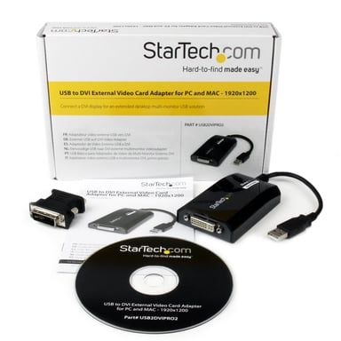 StarTech.com Adaptateur USB vers DVI - 1920x1200 - Carte Graphique et Vidéo Externe - Câble Adaptateur d'Écran Double - Compatible Mac et Windows