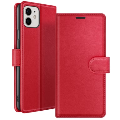 Zanaé Funda tipo cartera para iPhone 12 y 12 Pro con soporte y lengüeta magnética Rojo
