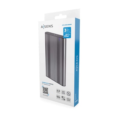 AISENS ASE-2526GR Boîtier de disques de stockage Boîtier HDD Gris 2.5'' Alimenté par port USB