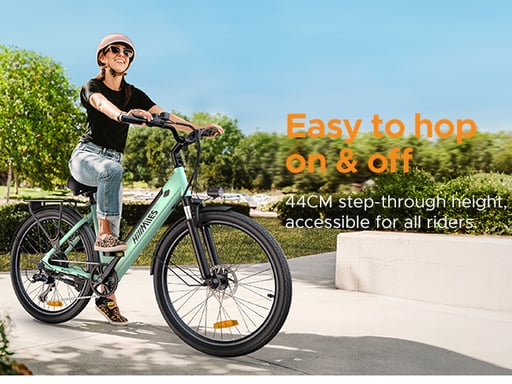HillMiles MileCity 1 : Vélo électrique urbain 250 W, autonomie de 50 à 100 km, transmission Shimano 7 vitesses, étanchéité IP65, idéal pour les trajets domicile-travail.