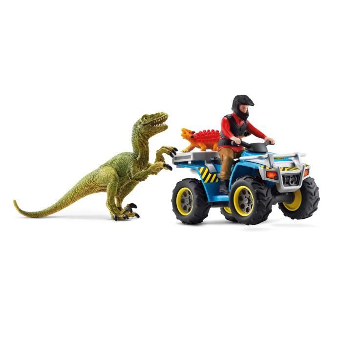 Fuite sur quad face au vélociraptor Ensemble de Jouets Préhistoriques de 5 Pièces pour Garçons et Filles à Partir de - vue 3