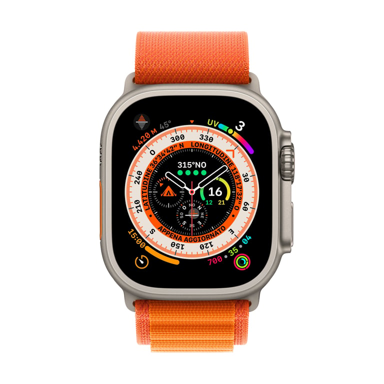 Watch Ultra GPS + Cellular, Boîtier en Titane de 49 mm avec Boucle Alpine - Orange - Taille du bracelet - S