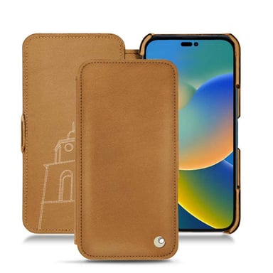 Housse cuir Apple iPhone 14 -  - Marron - Cuir lisse premium