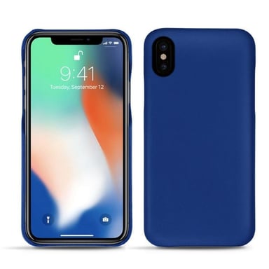 Coque cuir Apple iPhone Xs Max -  - Bleu - Cuir lisse