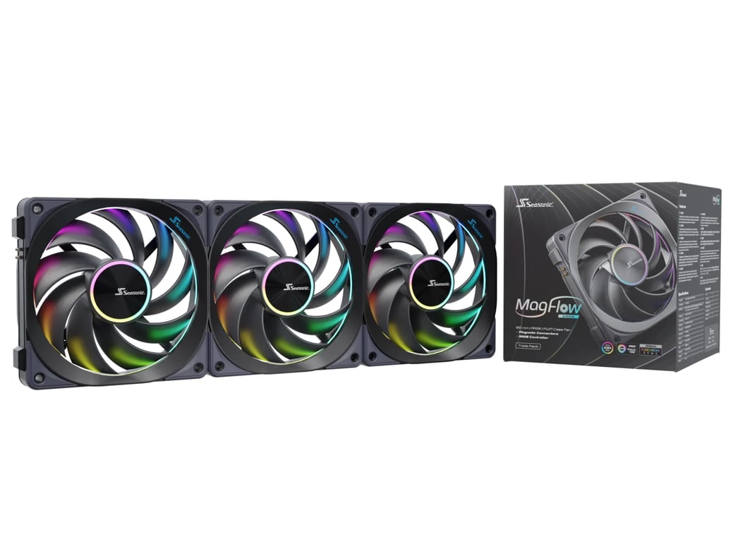 Seasonic MagFlow ARGB Boitier PC Ventilateur 12 cm 3 pièce
