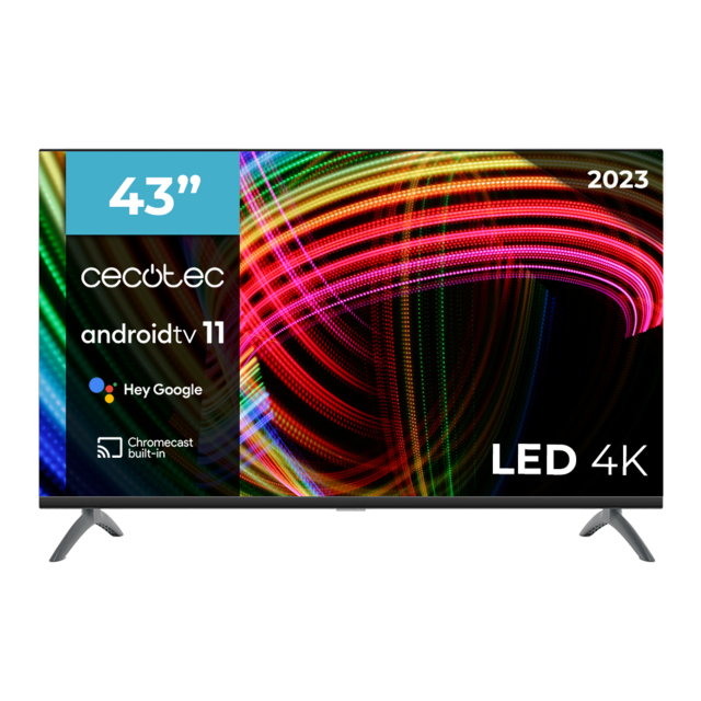Cecotec TV LED 43" Smart TV A3 Series ALU30043S. Résolution 4K UHD Système d'Exploitation Android TV 11 Assistant Vocal Google et Chromecast Système Dolby Vision Modèle 2023