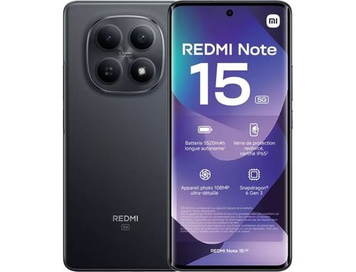 Redmi Note 15 (5G) 256 Go, Noir