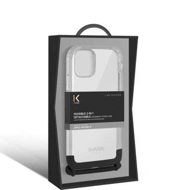 Borsa a tracolla invisibile e staccabile 2 in 1 per Apple iPhone 11, nero notte