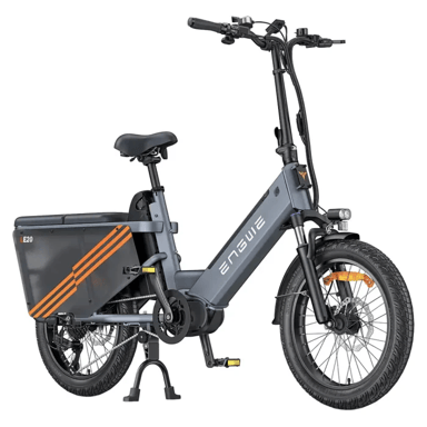 Bicicleta eléctrica de carga ENGWE LE20 Step-Thru de 250 W con sensor de par y transmisión central de 20 pulgadas y batería dual de 48 V y 19,2 Ah--Gris