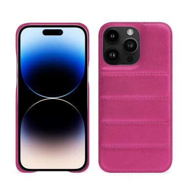 Coque matelassée Apple iPhone 15 Pro Max -  - Rose - Cuir lisse premium