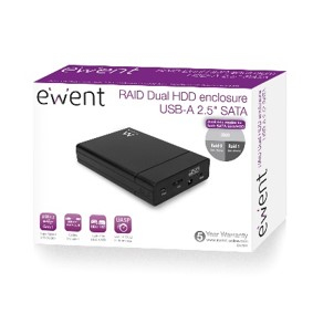 Ewent EW7043 Caja de discos de almacenamiento Caja disco duro/SSD Negra 2,5''