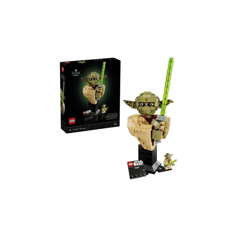 LEGO Star Wars 75438 Buste Yoda à exposer avec sabre laser, tête et oreilles ajustables, figurine Yoda et socle noir - Neuf