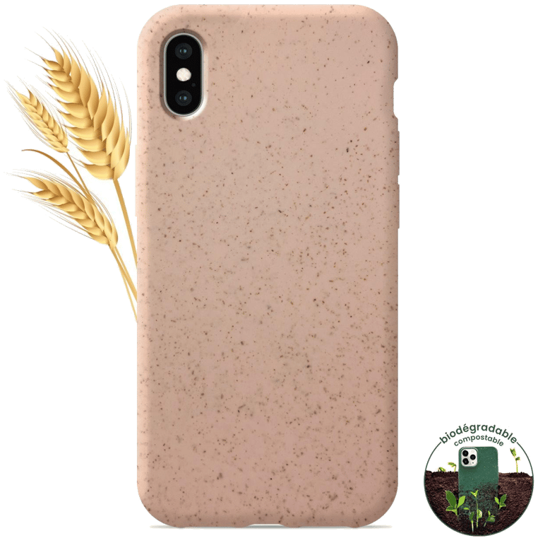 Coque silicone unie compatible Biodégradable Rose Apple iPhone X iPhone XS