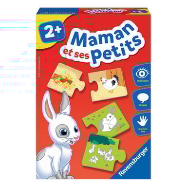 Puzzle educativo interactivo: mamá y sus animalitos