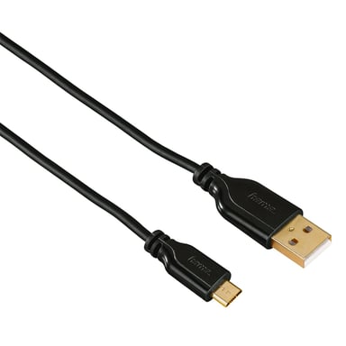 Câble micro-USB, doré, antitorsion, noir, 0,75m