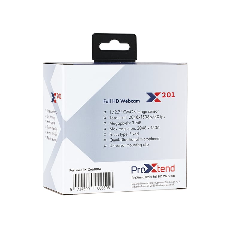Webcam ProXtend X201 – Full HD 3 MP, Résolution 2048 x 1536, USB 2.0 - vue 2