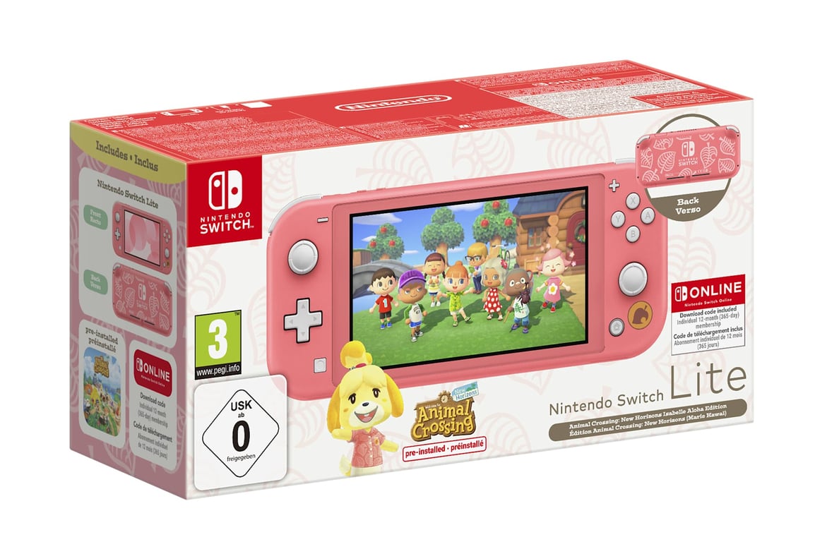 Nintendo Switch Lite Animal Crossing: New Horizons Isabelle Aloha Edition console de jeux portables 14 cm (5.5 ) 32 Go Écran tactile Wifi Corail - Neuf