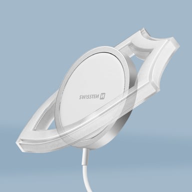 Cargador MagSafe iPhone 15W Carga Rápida Cable USB-C Swissten MagStick Blanco