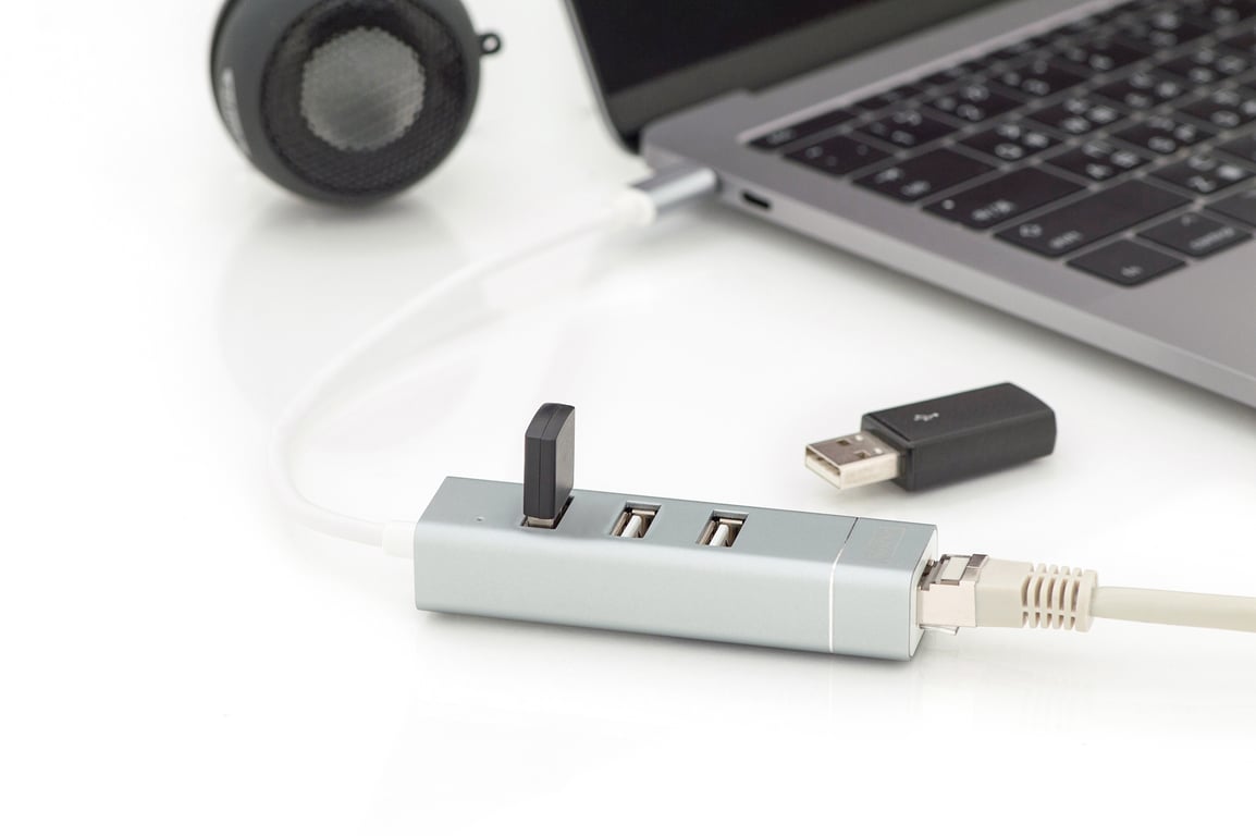 Digitus Concentrateur USB 2.0 3 ports et adaptateur LAN Fast Ethernet avec connecteur de Type C™ Neuf - vue 3