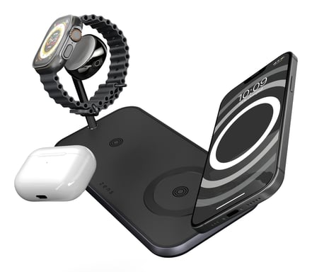 OtterBox Zens Dual + Watch Wireless Charger, Negro