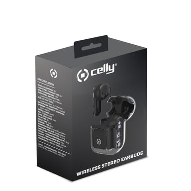 Celly SHEER Cuffie stereo senza fili (TWS) per chiamate/musica Nero, trasparente