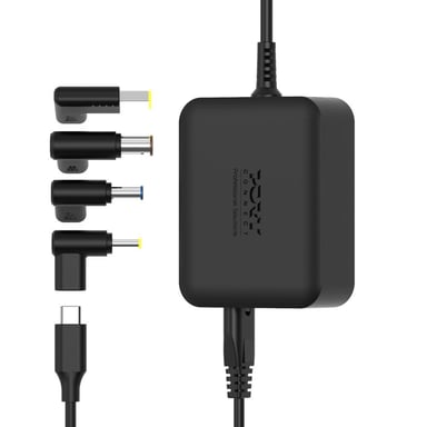 Chargeur secteur GaN USB-C 100 W PORT DESIGNS pour Lenovo avec 4 embouts Noir