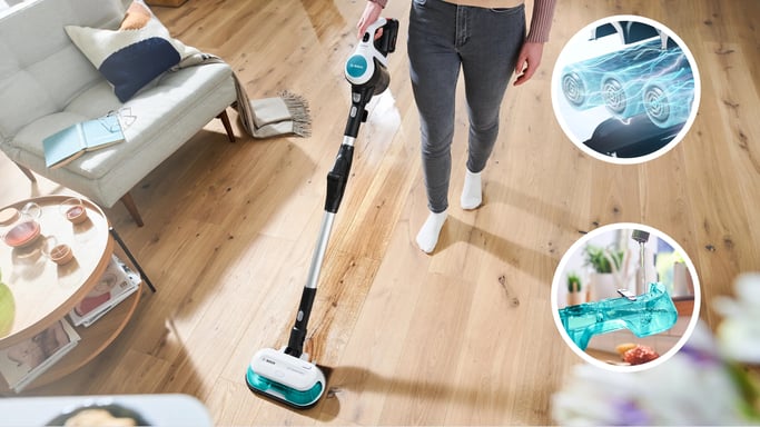 Bosch BCS71HYG4 aspirateur balai et balai électrique Batterie Sec&humide HEPA Sans sac 0,3 L 23,5 W Noir, Blanc 3 Ah