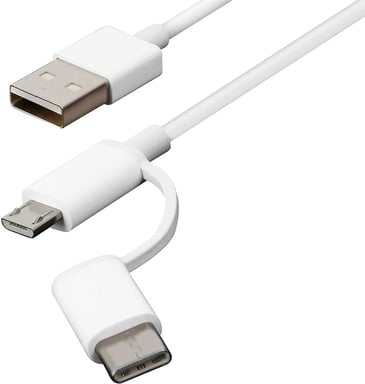 Cable Xiaomi Mi USB a Micro USB + Tipo C 30cm (Blanco)