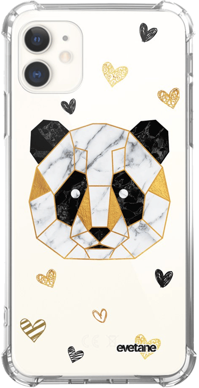 Evetane Coque Apple iPhone 11 anti-choc souple angles renforcés transparente Motif Panda Géométrique