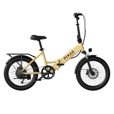 VéLo Électrique PIXAR Rusher | Vitesse Max 25 km/h | Autonomie 30 km | Moteur 250W | Batterie 48V 12.8Ah | Pneus 20 Pouces | Jaune