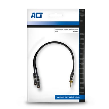 ACT AC3620 cavo audio 0,15 m 3,5 mm 2 x 3,5 mm Nero