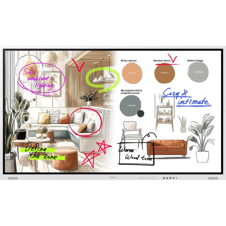 Samsung Flip WM75FX 75 WMFX Series écran LCD rétro éclairé par LED éducationentreprise avec tableau interactif intégré écran tactile multitouch Tizen OS 4K UHD 3840 x 2160 grisé - vue 3