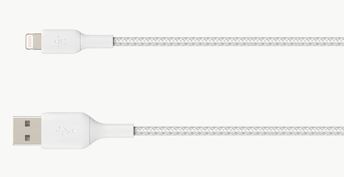Câble Tressé Lightning MFi 2m (Blanc)