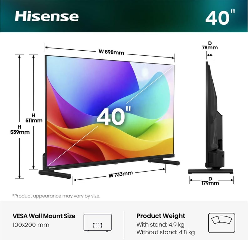 Hisense 40A59S TV QLED Full HD 40 Smart Neuf - vue 3