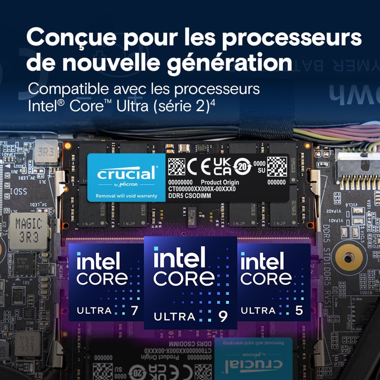 Crucial CT32G64C52CS5 1x32 Go DDR5 6400 MT/ 262 pin SO DIMM - vue 5