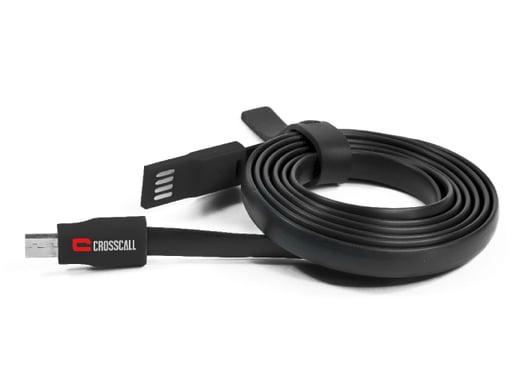 Cavo piatto USB A / microUSB 2,1A 1,2m FastCharge 10,5W Nero Crosscall