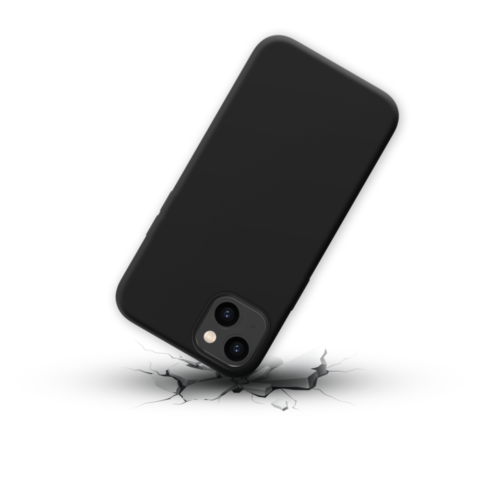 Funda antigolpes de gel de silicona suave para Apple iPhone 14 Plus, Negro satinado