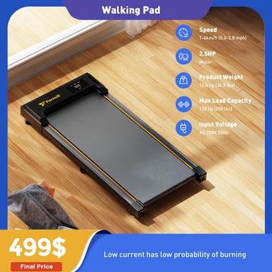 Tapis roulant pieghevole Formill FT21 per uso domestico, motore da 2,25 CV, velocità 6 km/h, portata 100 kg