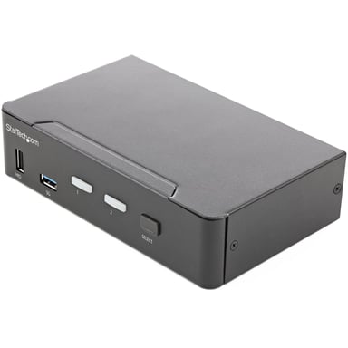 StarTech.com Commutateur KVM HDMI, 2 Ports - Moniteur Unique 4K 60Hz Ultra HDR - Commutateur KVM de Bureau HDMI 2.0 avec Hub USB 3.0 à 2 Ports (5Gbps) et 4x USB 2.0 HID, Audio - Commutation par Touches - TAA - Neuf