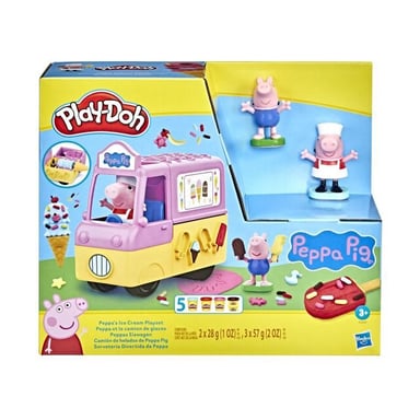 Play-Doh Peppa et le camion de glaces - Figurines Peppa et George et 5 pots de pâte a modeler - Les héros
