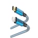 Cable de carga rápida/datos Reflective, USB-C/Lightning, 1,5 m, azul