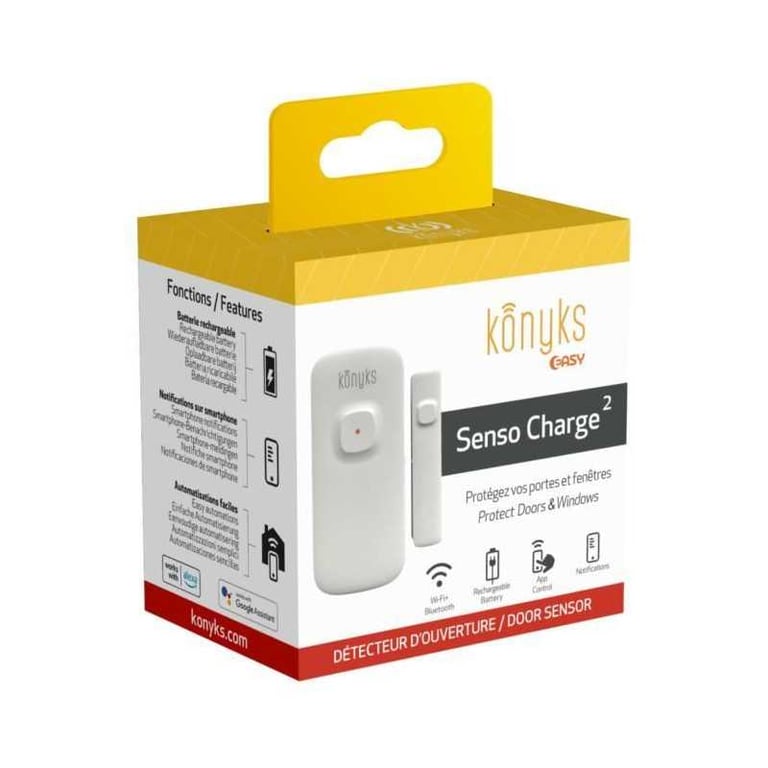 Konyks Senso Charge 2 Détecteur d'ouverture Wi Fi sur batterie pour porte et fenêtre autonomie notifications Smartphone